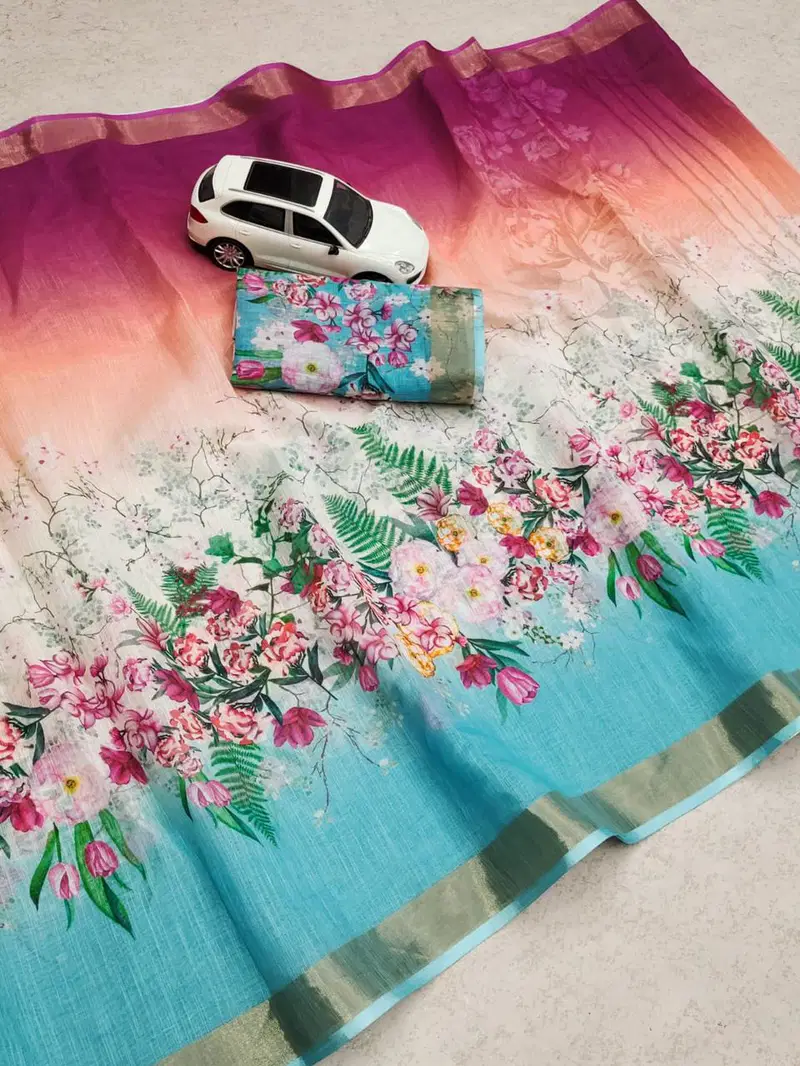 MG 356 Linen Digital Printed Sarees Wholesale Shop In Surat